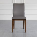Lena Leather Dining Chair with Wood Legs