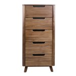Tahoe Tallboy Walnut Wood 5-Drawer Chest