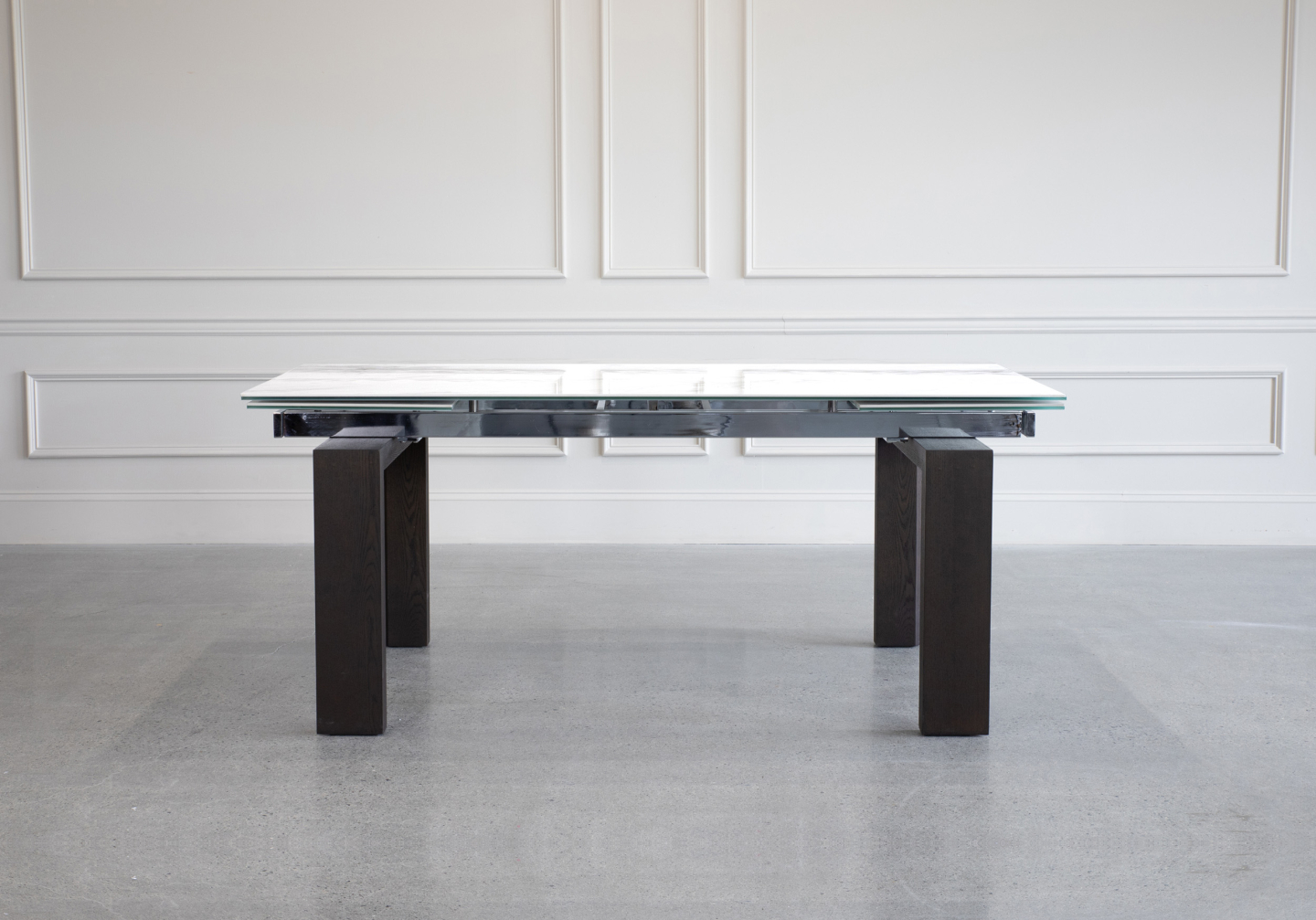 Potrero Dining Table White Ceramic Wenge Front 1