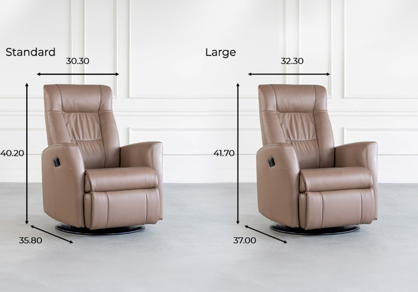 Bergen Recliners Sizes