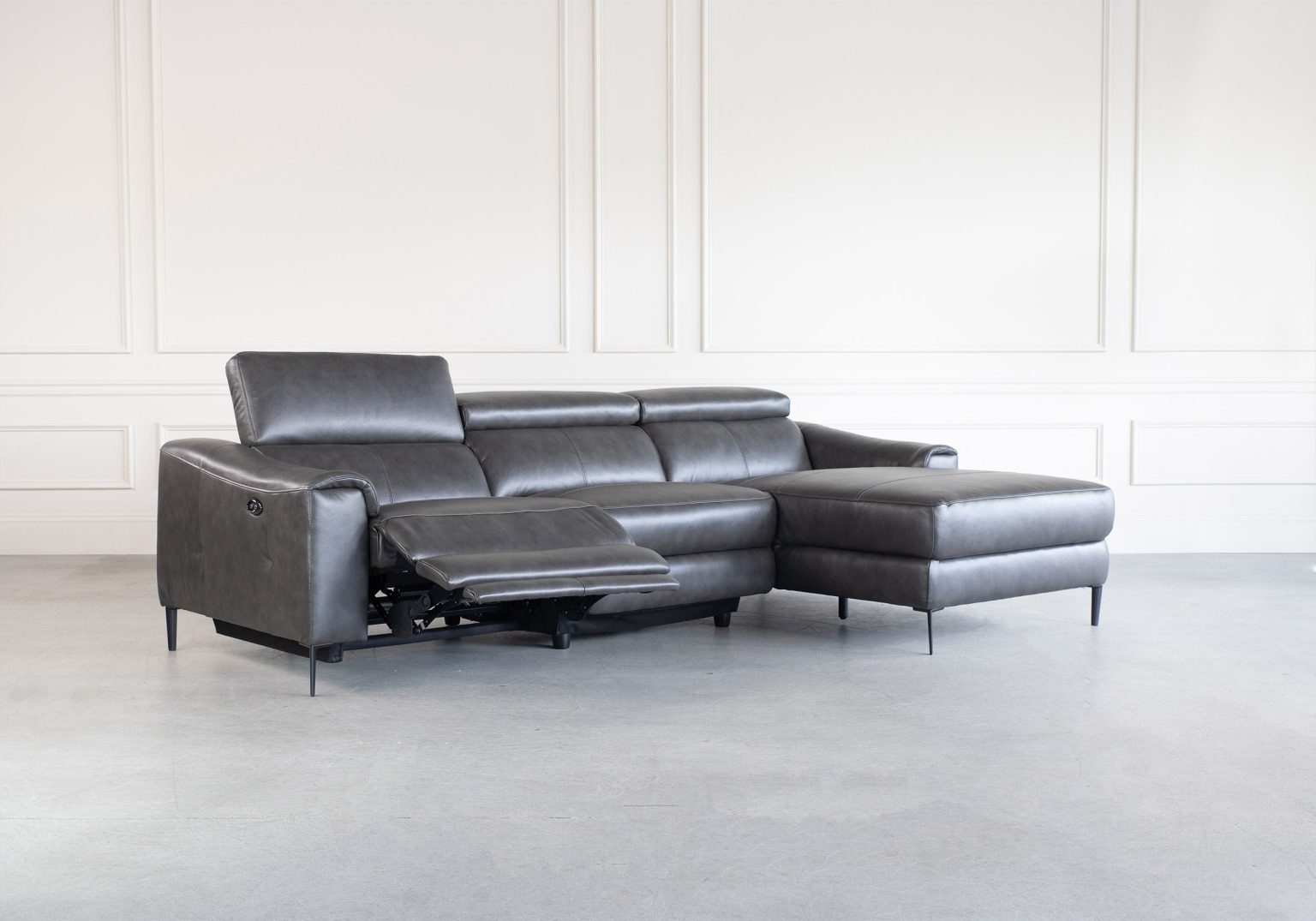 Barclay Small Sectional Charcoal Grey Angle Recline SR