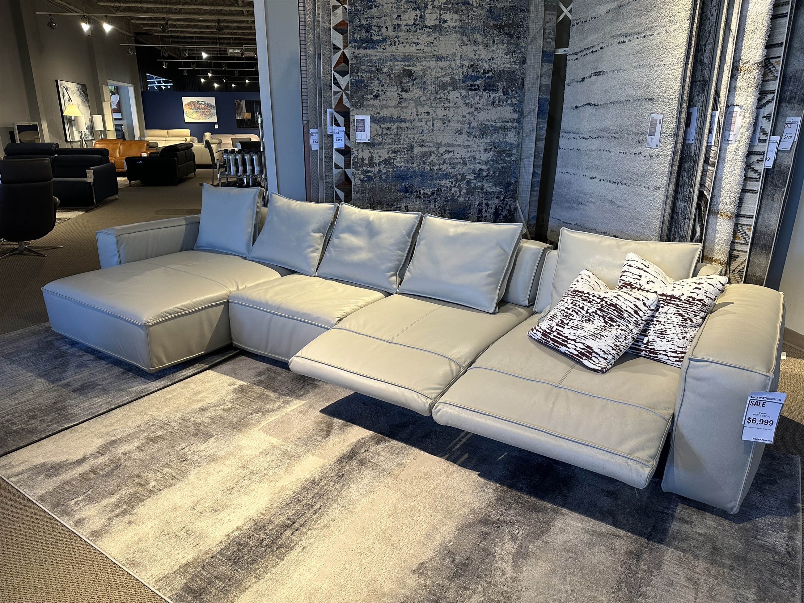 Evan Leather Power Reclining Sectional Sofa | ScanDesigns Furniture