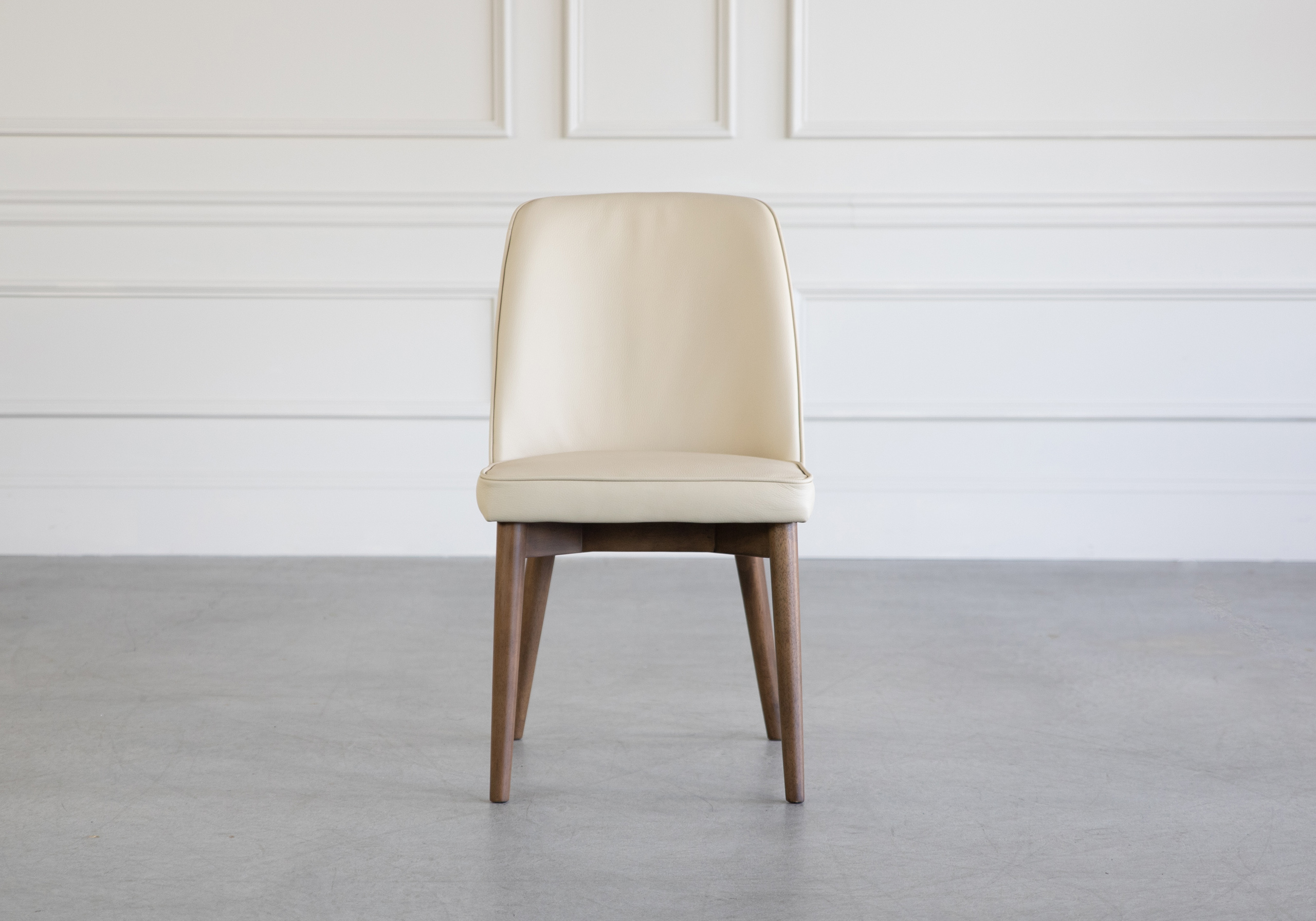 Beige leather 2024 dining chairs