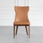 Louise Leather Dining Chair with Wood Legs