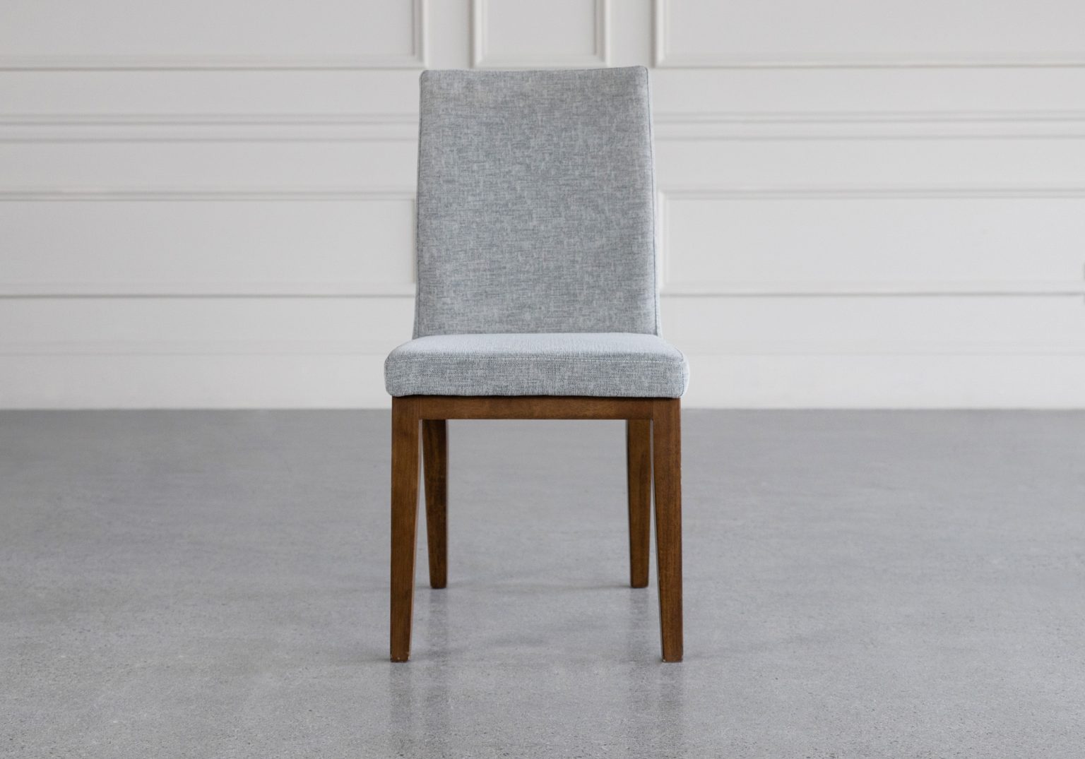 lena fabric dining chair shale walnut front