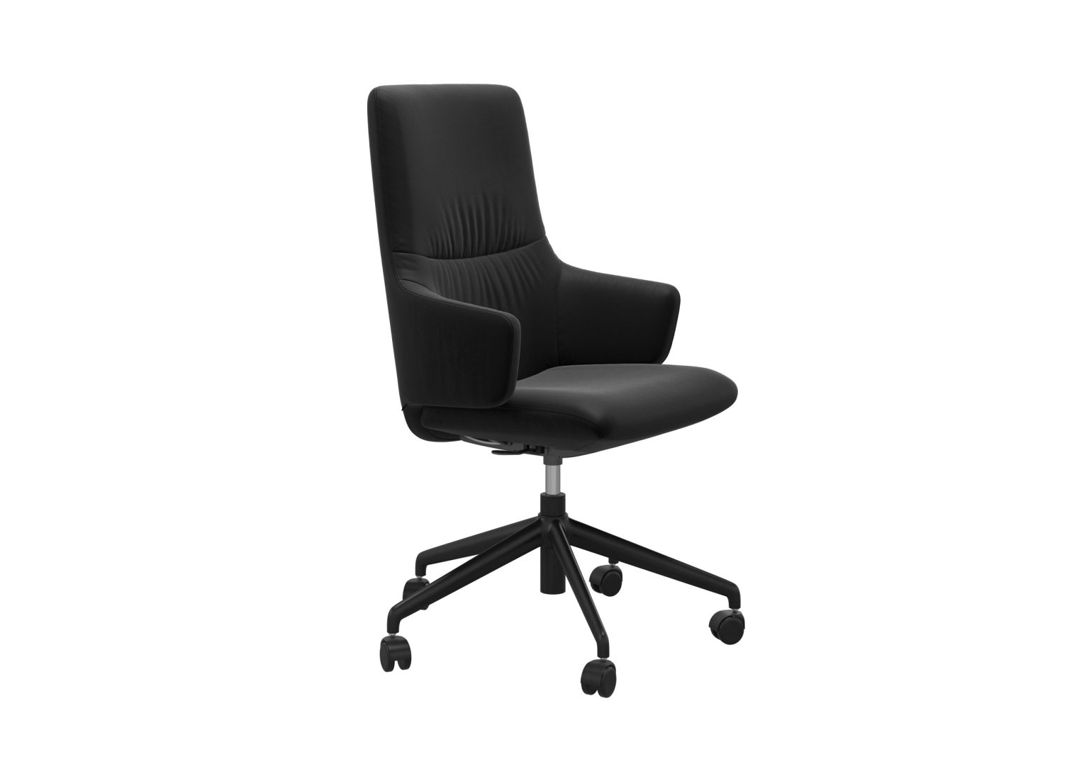 Mint Office Highback with Arms Paloma Balck Black Base Angle
