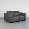 Maple Grey Leather Loveseat - Angle