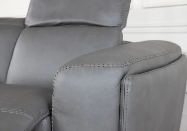 Maple Grey Leather Loveseat - Arms