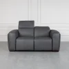 Maple Grey Leather Loveseat - Front-1