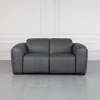 Maple Grey Leather Loveseat - Front