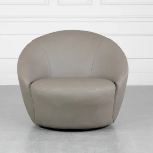 Preston Dust Leather Accent Chair - Front