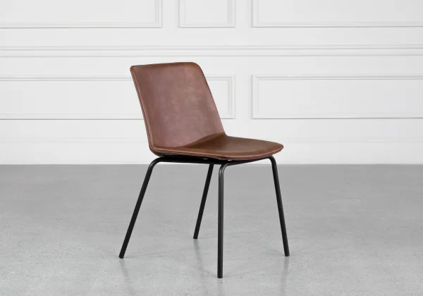 Samuel Tan Vinyl Dining Chair - Angle