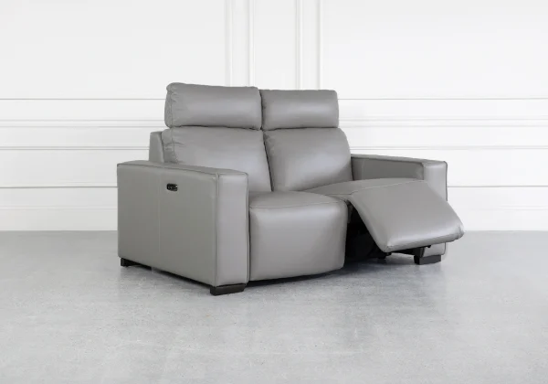 Lotus Iron Leather Loveseat - Angle - 2