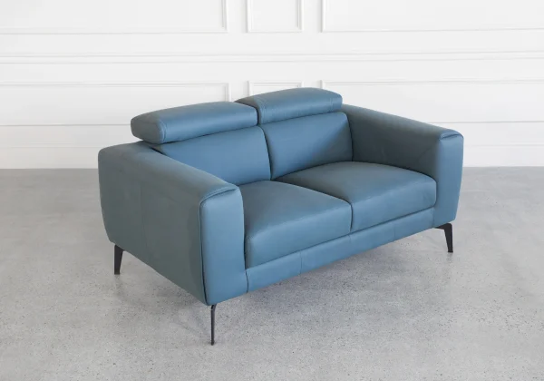 Celine Blue S611 Leather Loveseat