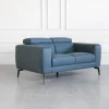 Celine Blue S611 Leather Loveseat - Angle