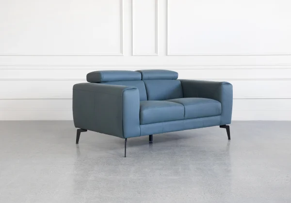 Celine Blue S611 Leather Loveseat - Angle