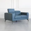 Celine Blue S611 Leather Loveseat - Angle R