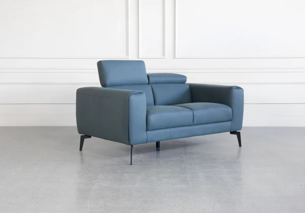 Celine Blue S611 Leather Loveseat - Angle R