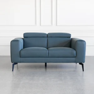 Celine Blue S611 Leather Loveseat - Front