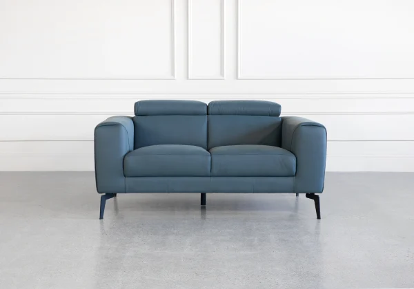 Celine Blue S611 Leather Loveseat - Front