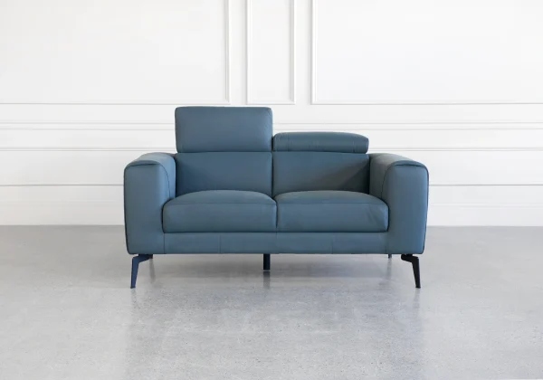 Celine Blue S611 Leather Loveseat - Front R