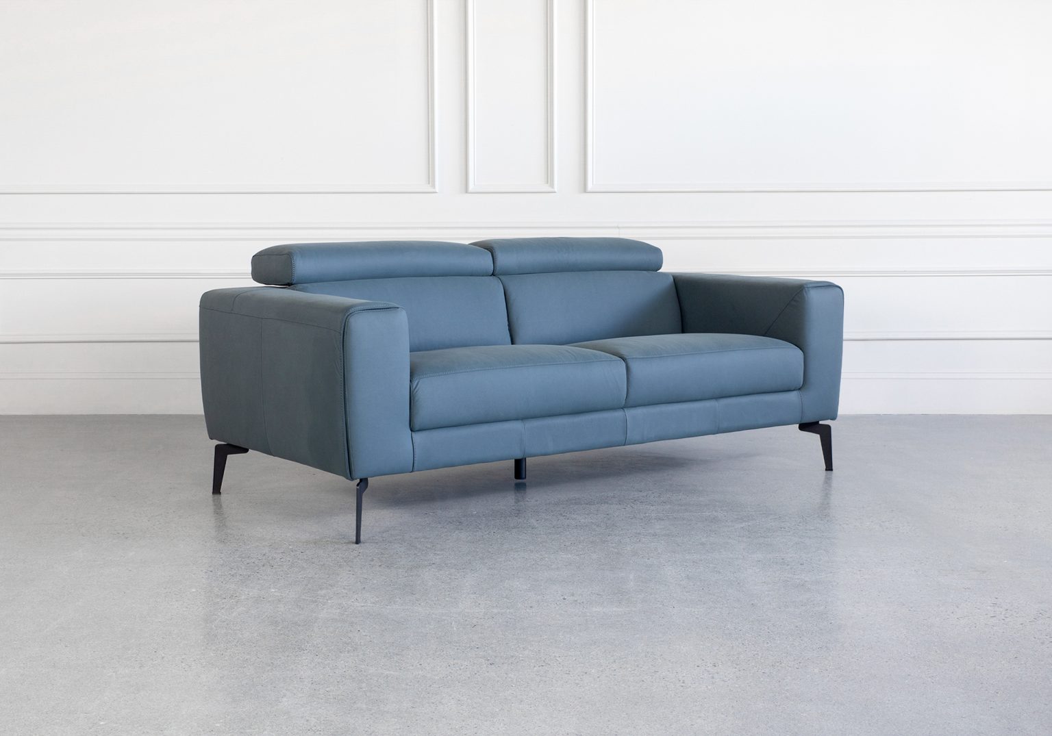 Celine Blue S611 Leather Sofa Angle
