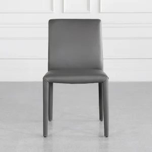 Elaine-Grey-Leather-Dining-Chair-Front