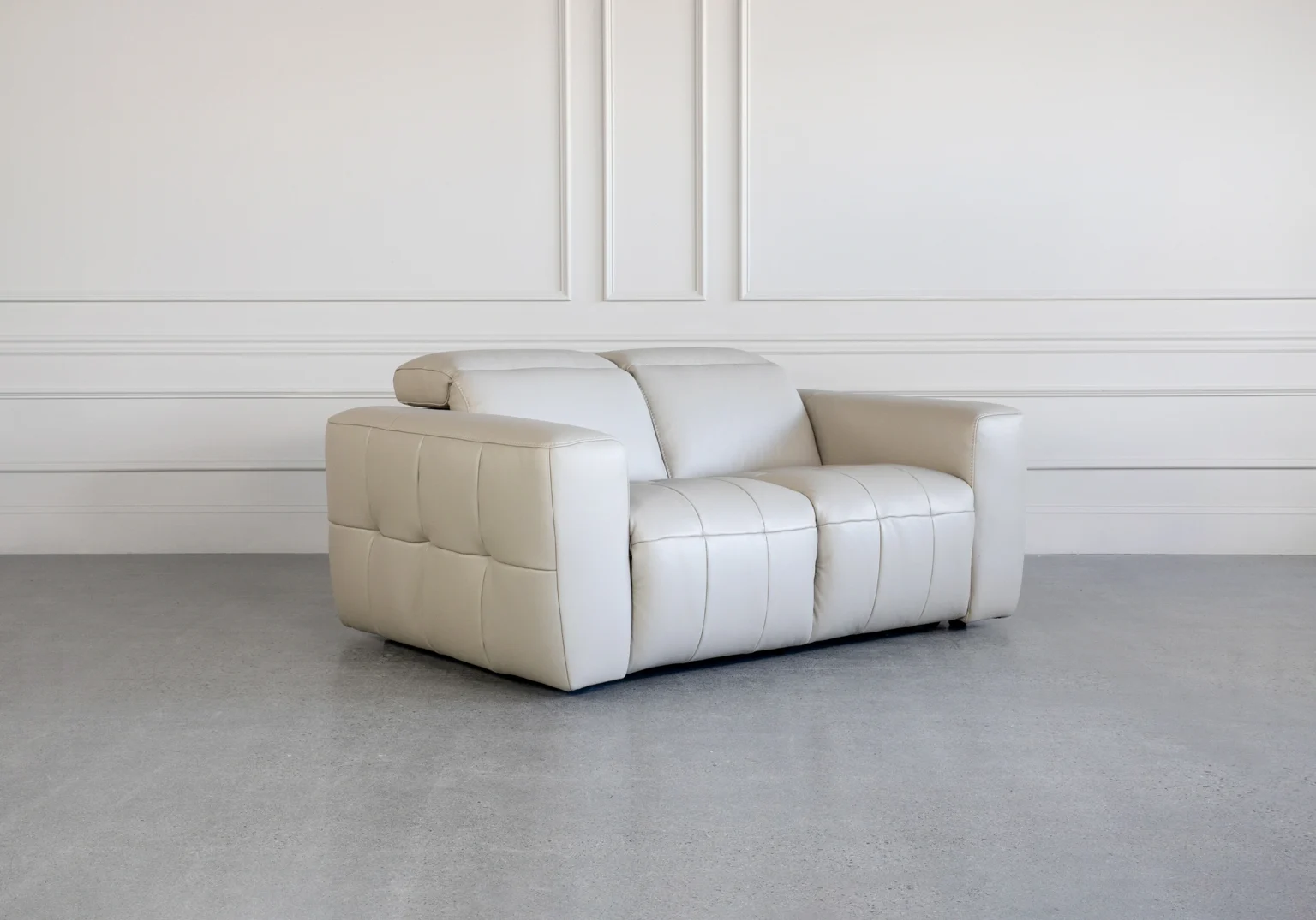 Haven Taupe M5652 Leather Loveseat Angle