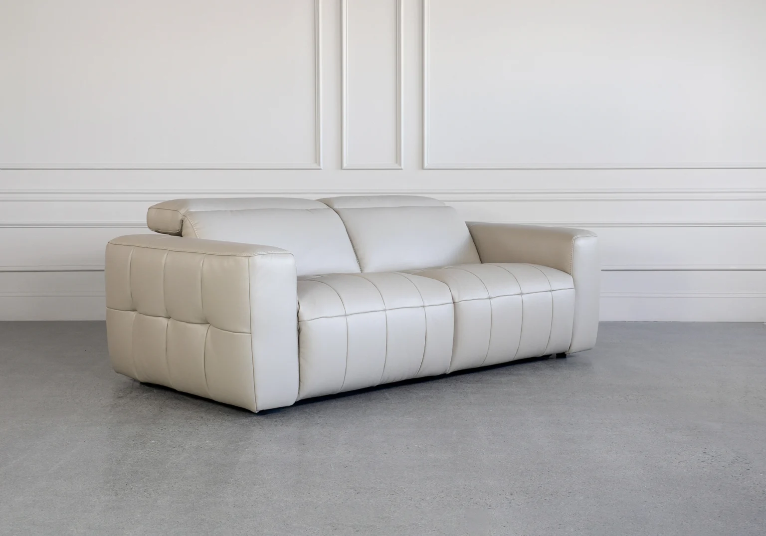 Haven Taupe M5652 Leather Sofa Angle