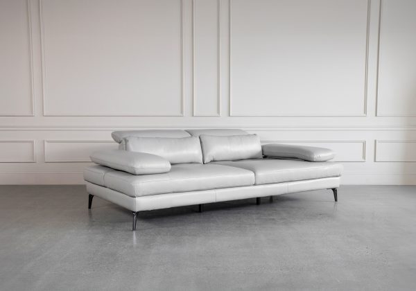 Allegra Silver L92 Leather Large Sofa - Angle