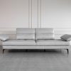 Allegra Silver L92 Leather Large Sofa - Cushions - 2