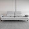 Allegra Silver L92 Leather Large Sofa - Cushions - 3