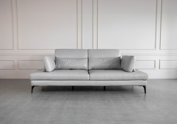 Allegra Silver L92 Leather Large Sofa - Cushions