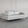 Allegra Silver L92 Leather Sofa - Angle