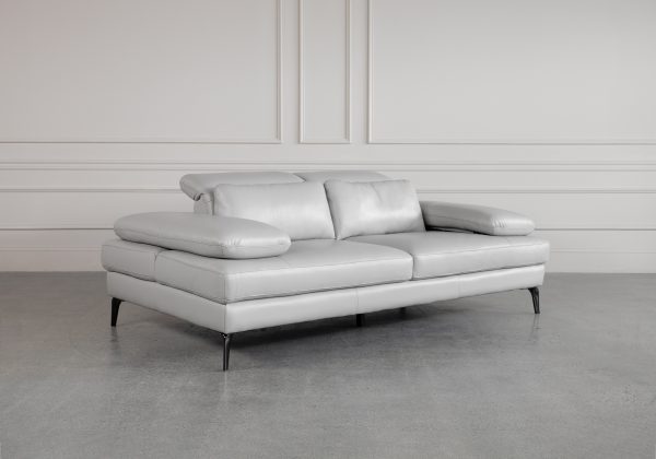 Allegra Silver L92 Leather Sofa - Angle