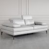 Allegra Silver L92 Leather Sofa - Angle - Headrest