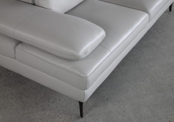 Allegra Silver L92 Leather Sofa - Details