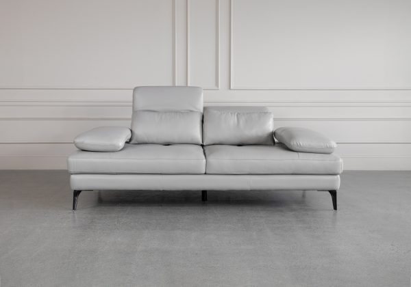 Allegra Silver L92 Leather Sofa - Front - 1