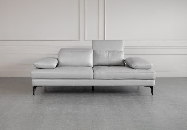 Allegra Silver L92 Leather Sofa - Front - 2