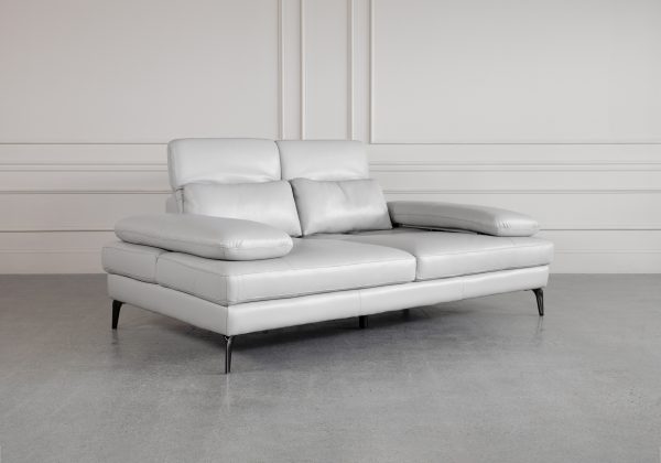 Allegra Silver L92 Leather Sofa - Headrests