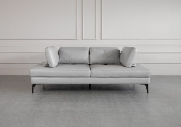 Allegra Silver L92 Leather Sofa - Side Cushions