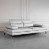 Allegra Silver Leather Large Sofa - Angle