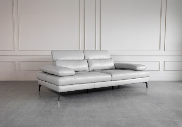 Allegra Silver Leather Large Sofa - Angle