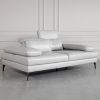 Allegra Silver Leather Sofa - Angle - Headrest