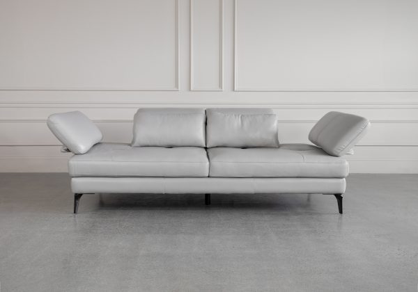 Allegra Silver Leather Sofa - Side Cushions