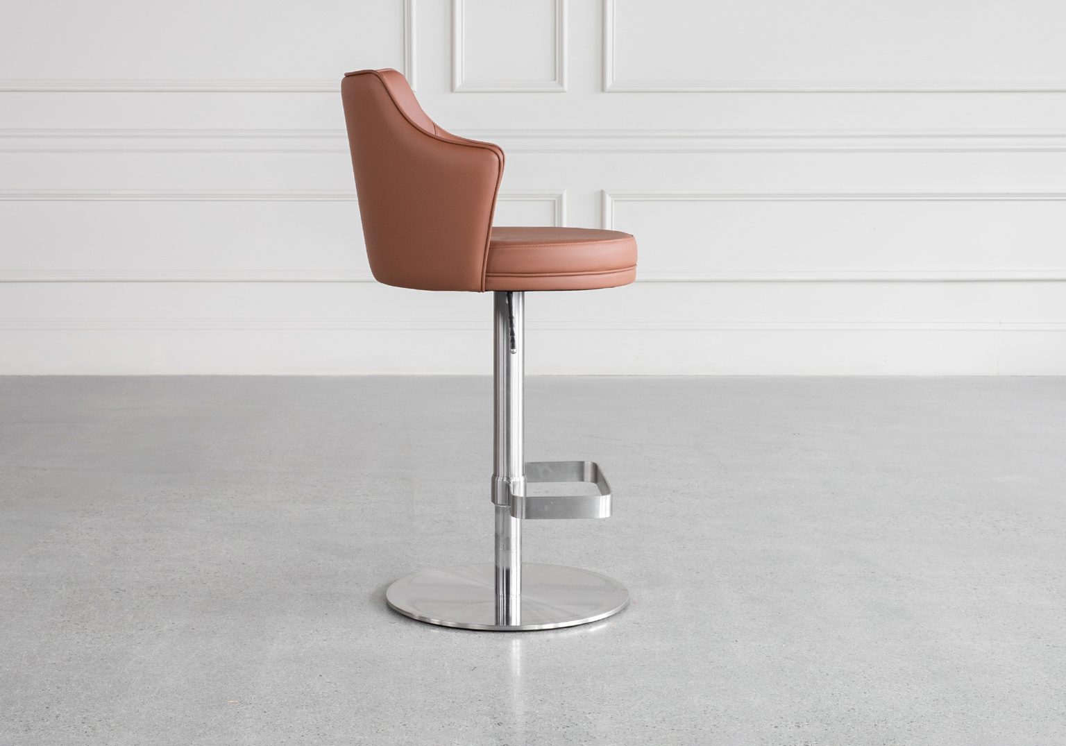 Lorca Cognac Vinyl Counter Stool Side