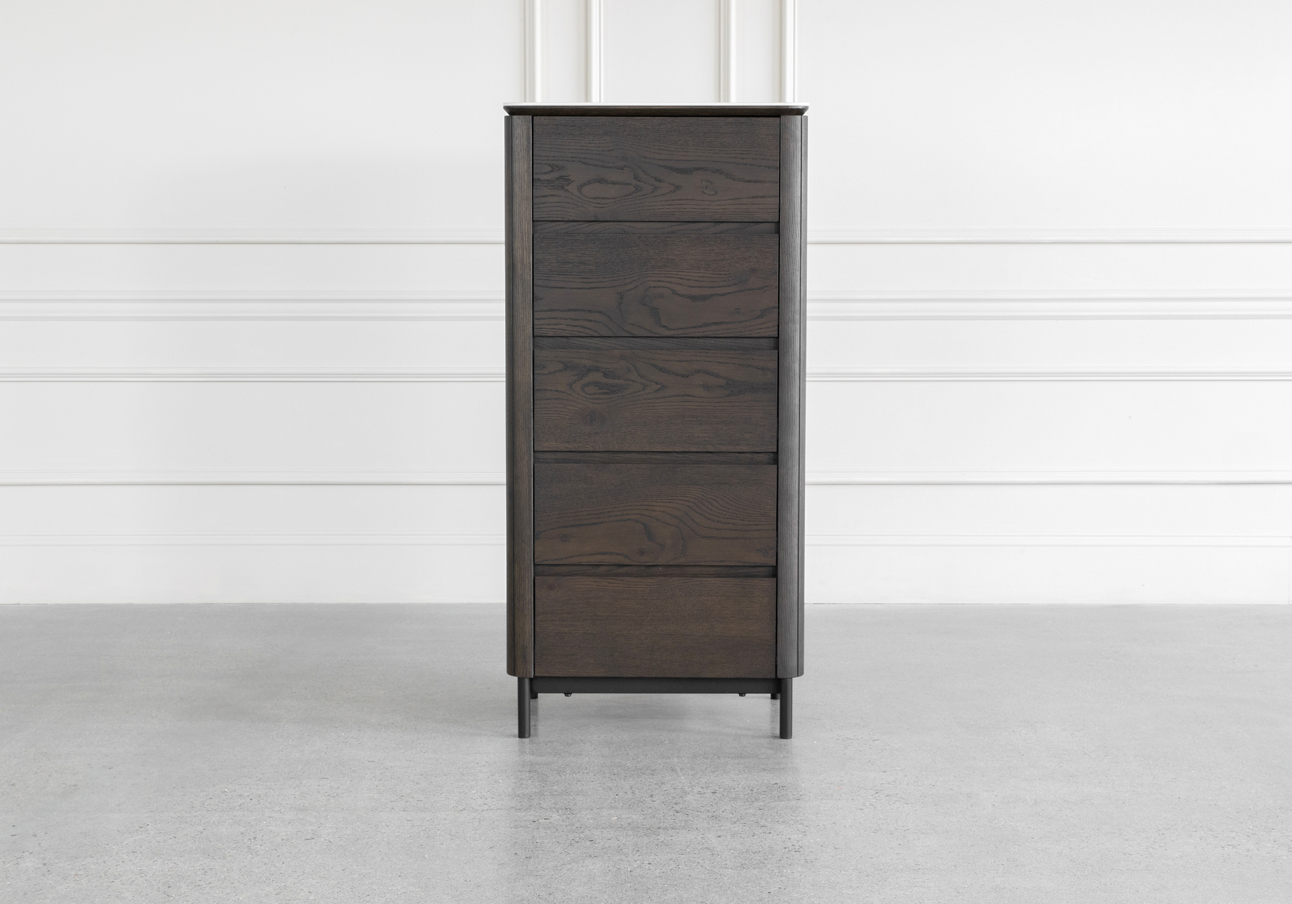 Phoenix Brown Oak Veneer Tallboy Front