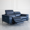 Stockholm Power Midnight Leather Loveseat - Angle Recline