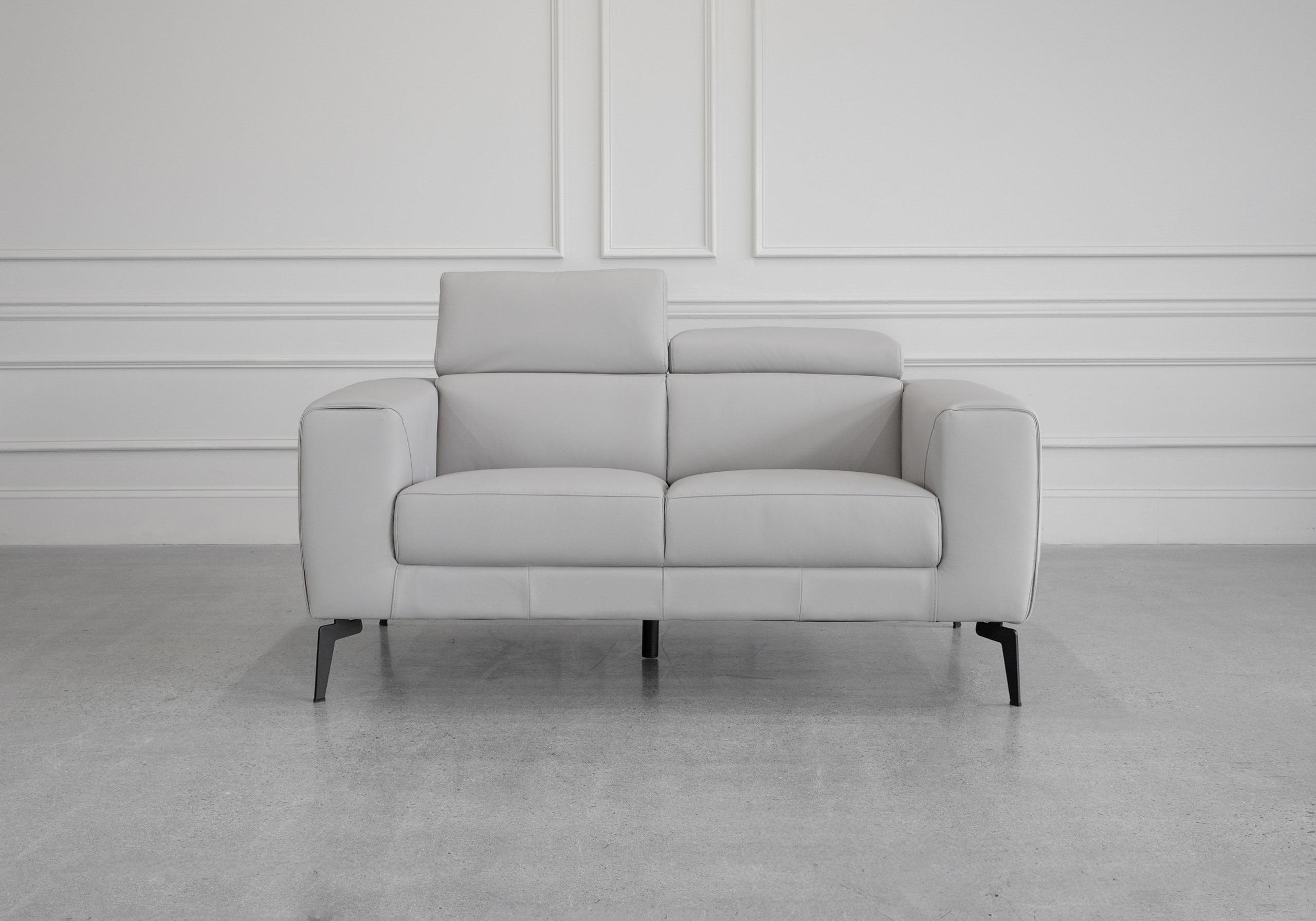 Celine L.Grey (L20) Leather Loveseat Front 2